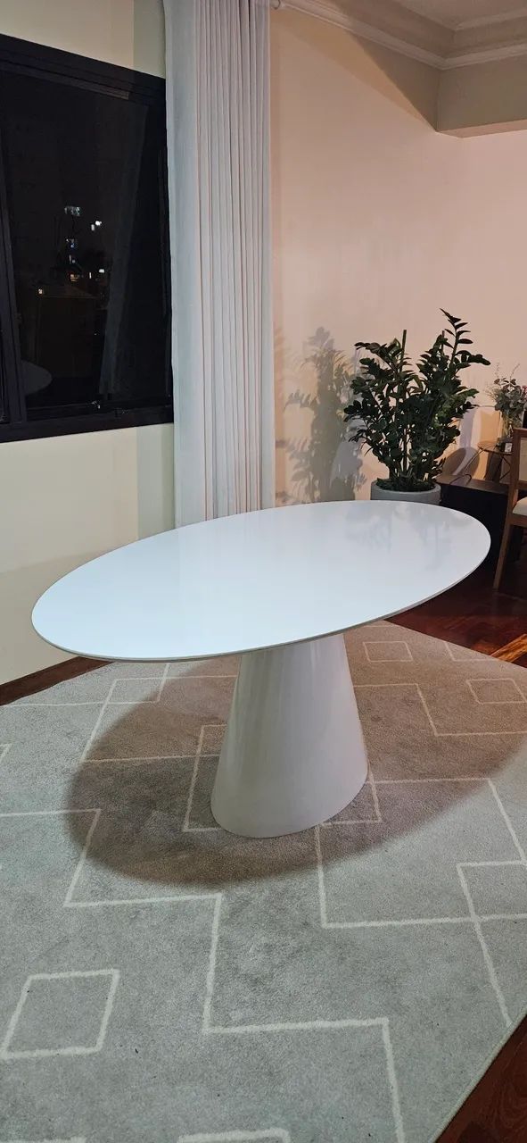 Mesa de jantal oval branca - Foto 4