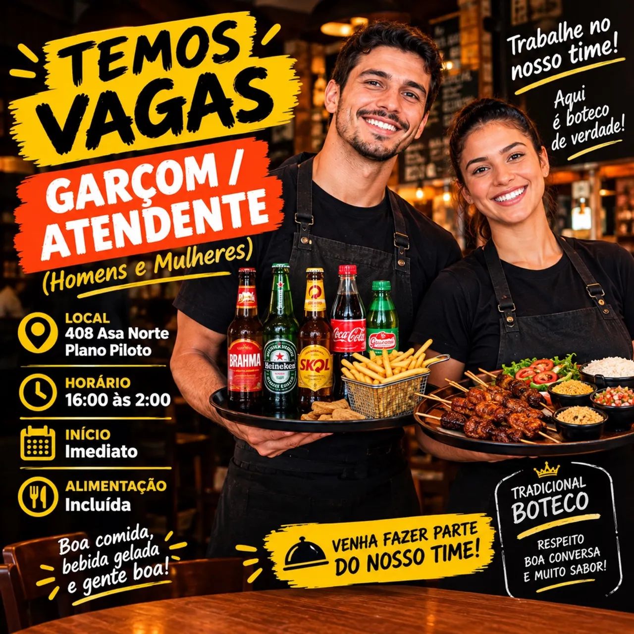 ATENDENTES E GARÇOM ASA NORTE