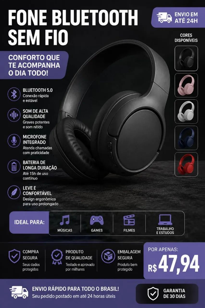 Fone Bluetooth Sem Fio