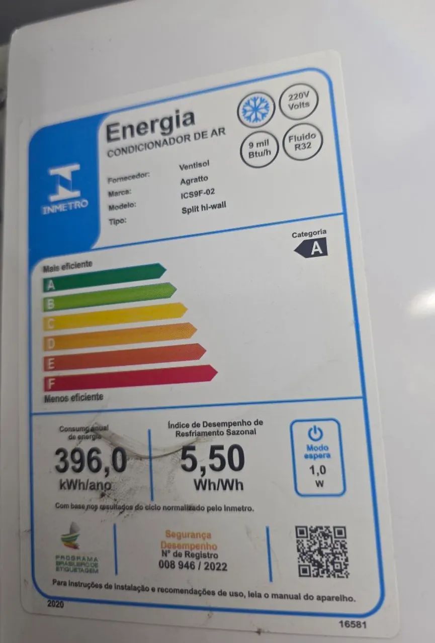 Ar Condicionado Agratto 9000 BTUs Frio Inverter - Perfeito Estado (6 meses de uso) - Foto 2