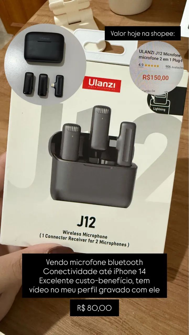 Microfone bluetooth Ulanzi J12 Lightning