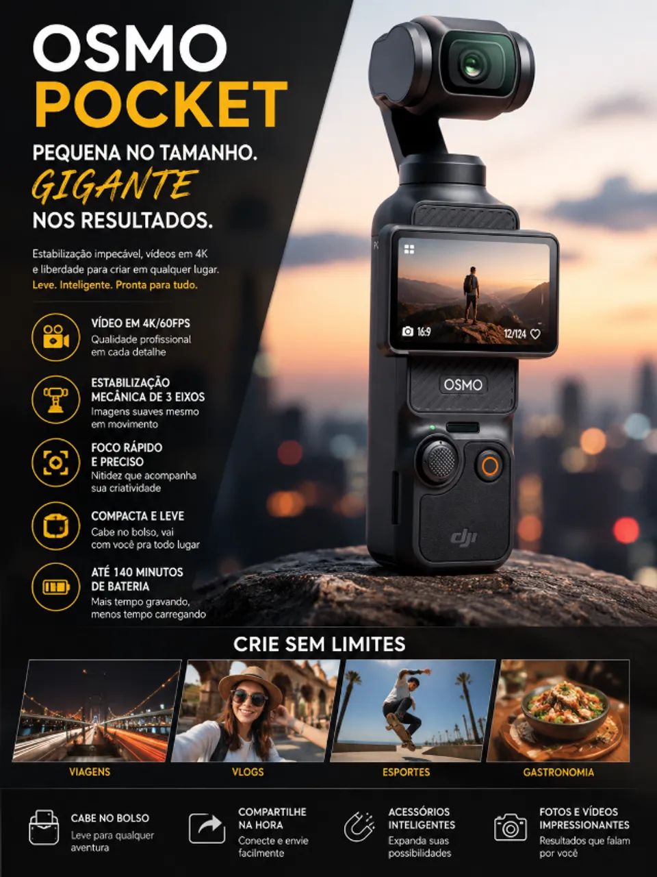 Câmera Dji Osmo Pocket 3 Combo Lacrada - Foto 2
