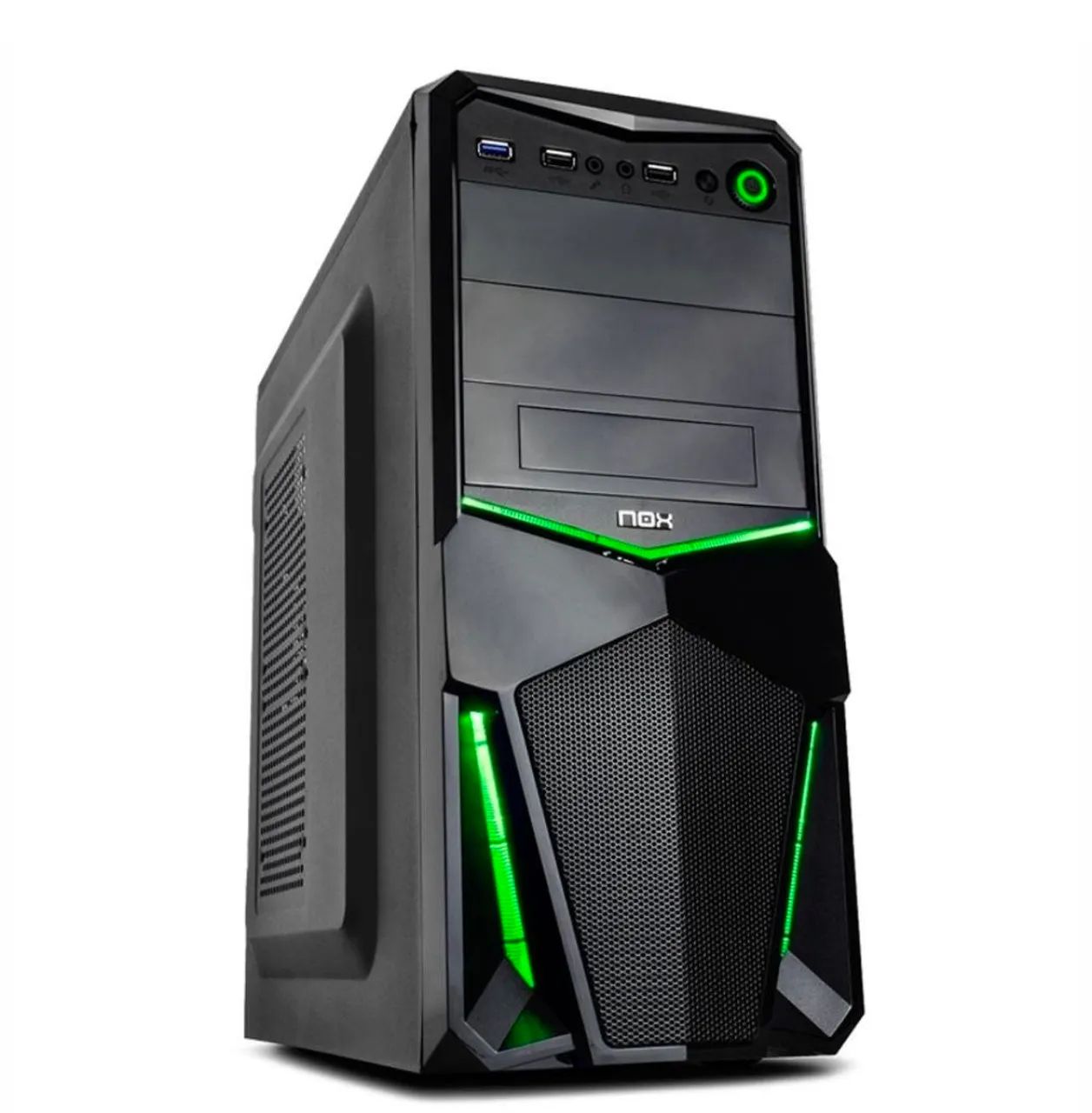 Gabinete Gamer NOX Pax com Led Verde 
