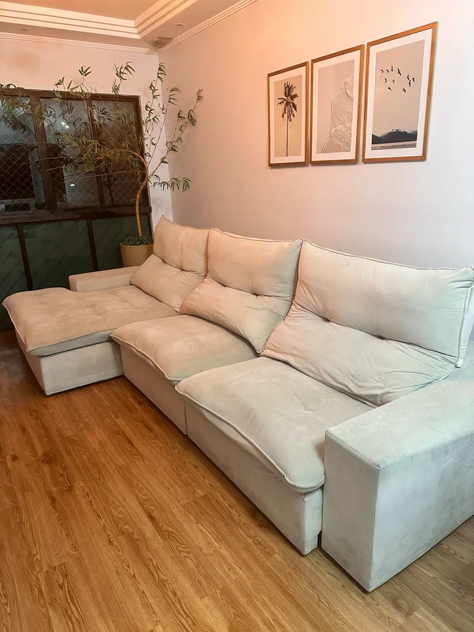 SOFÁ RETRÁTIL E RECLINÁVEL COM CHEISE 3,5x1,8m 