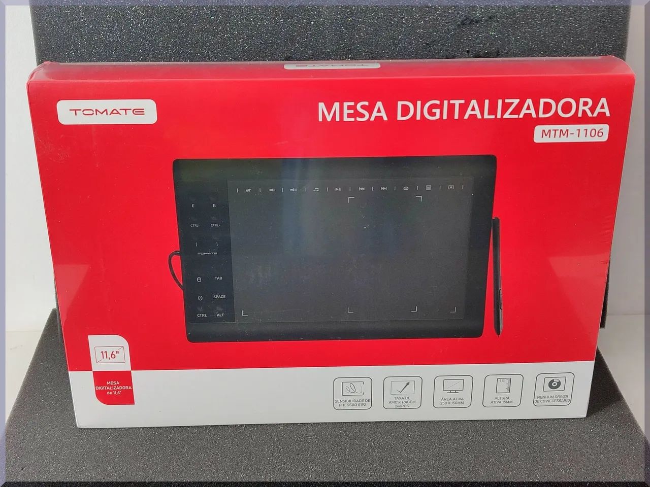 Mesa digitalizadora Tomate 5080 Lpl Mtm-1106 tamanho 11 polegadas preta Lacrado