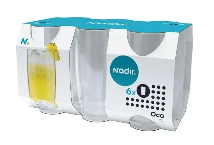 Jogo 6 Copos de Vidro Oca 300ml | Nadir | Transparente