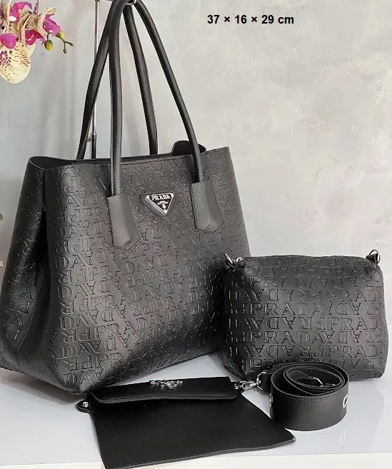 Bolsa Prada Sacola Frequenciada Abotoador interno Kit 3 Peças