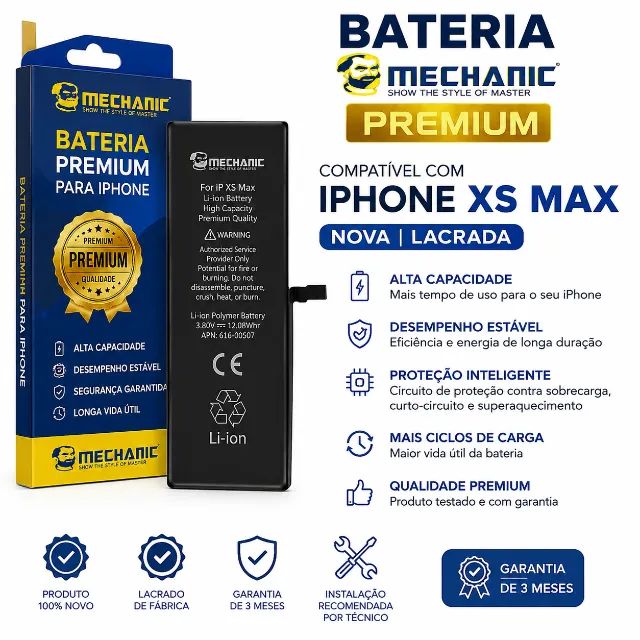 Bateria Mechanic Premium Compatível Com iPhone XS Max Nova Lacrado