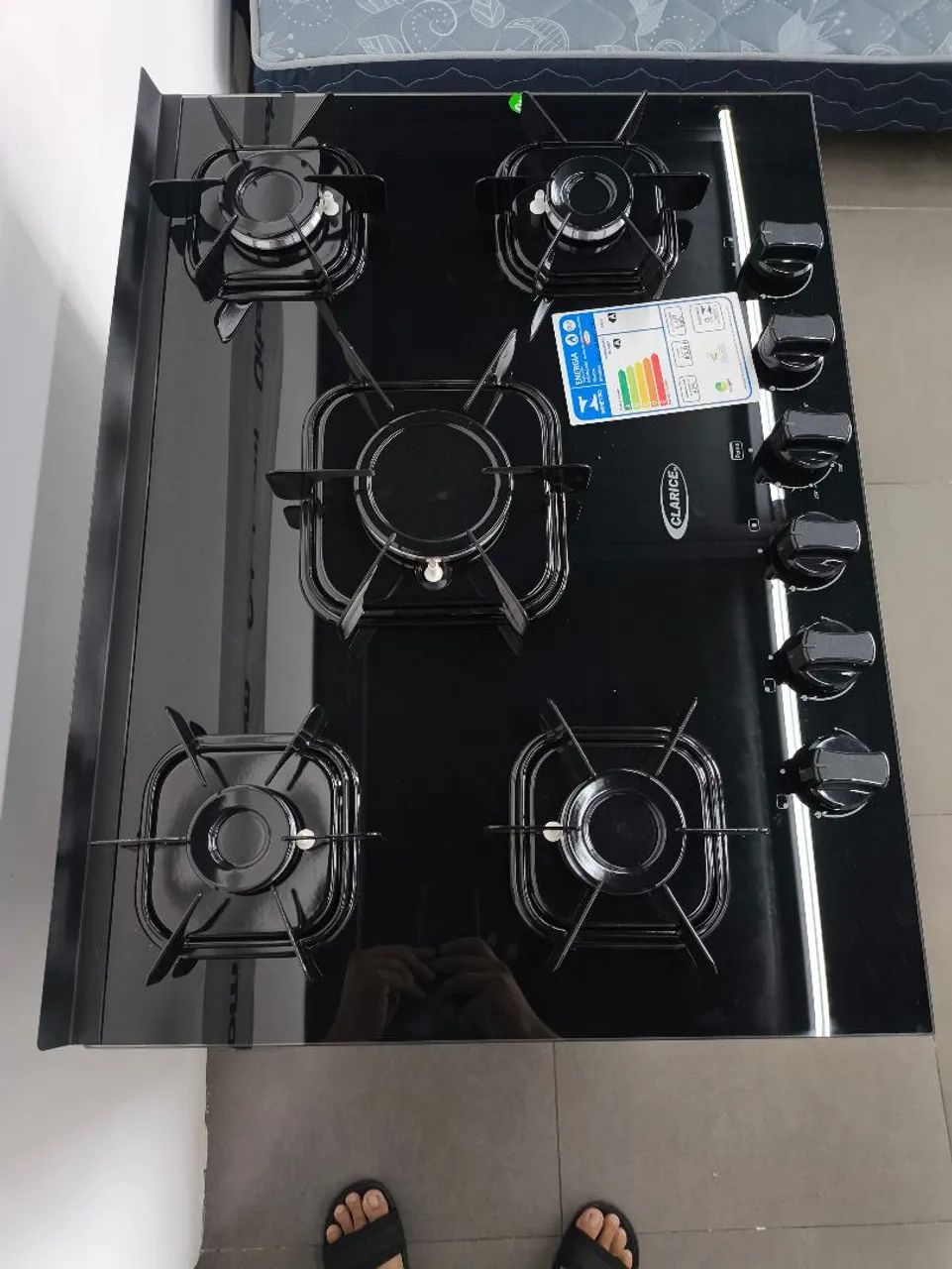 FOGÃO 5 BOCAS COM MESA EM VIDRO TEMPERADO  - Foto 4