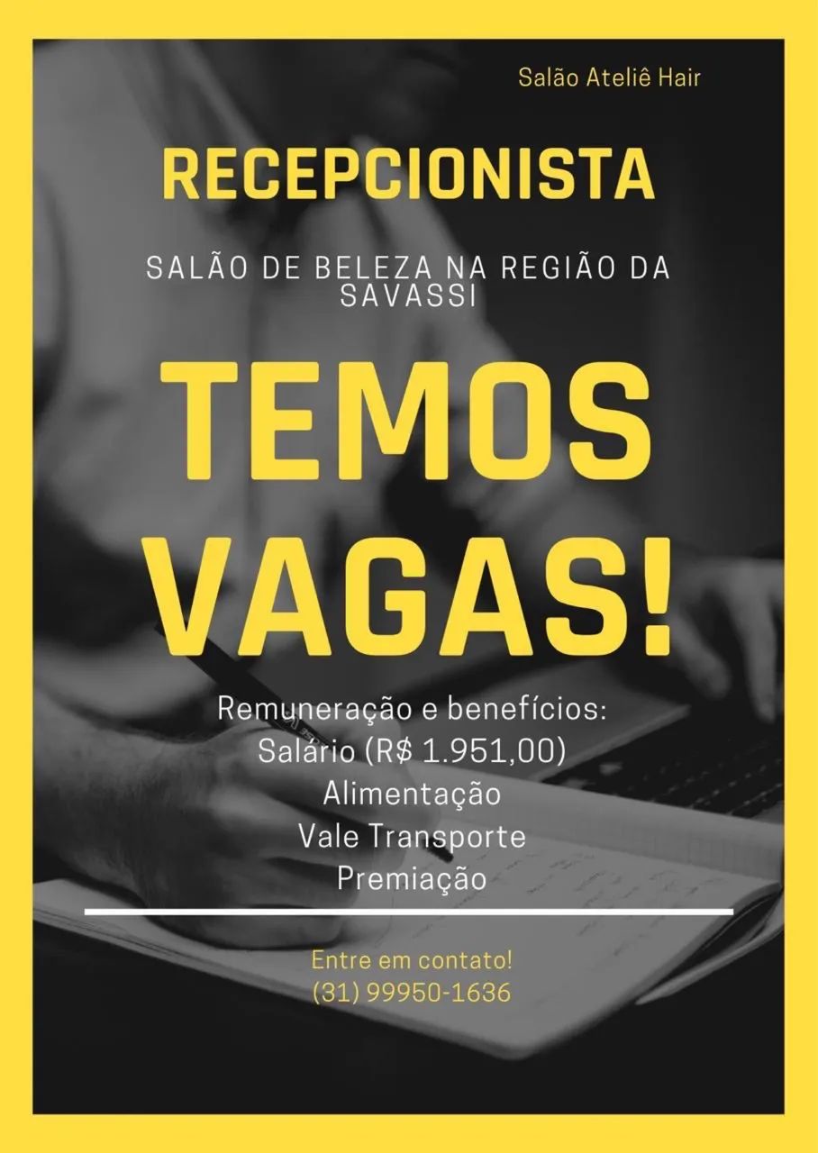 Vaga para recepcionista 