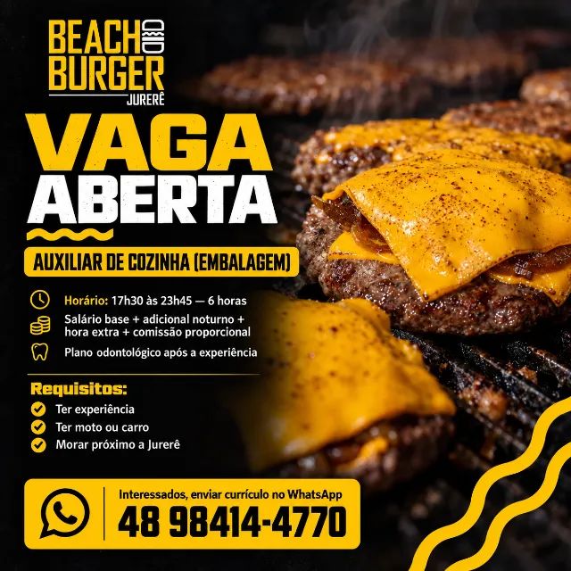 Vaga de Emprego em Jurerê - Auxiliar de Cozinha