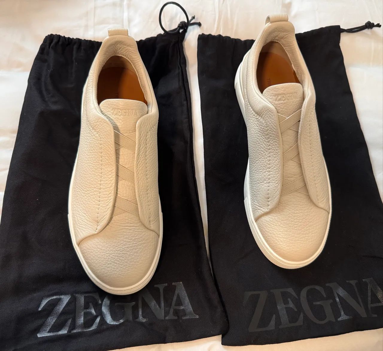 ZEGNA Tênis Triple-Stitch - Branco em Couro - Foto 4