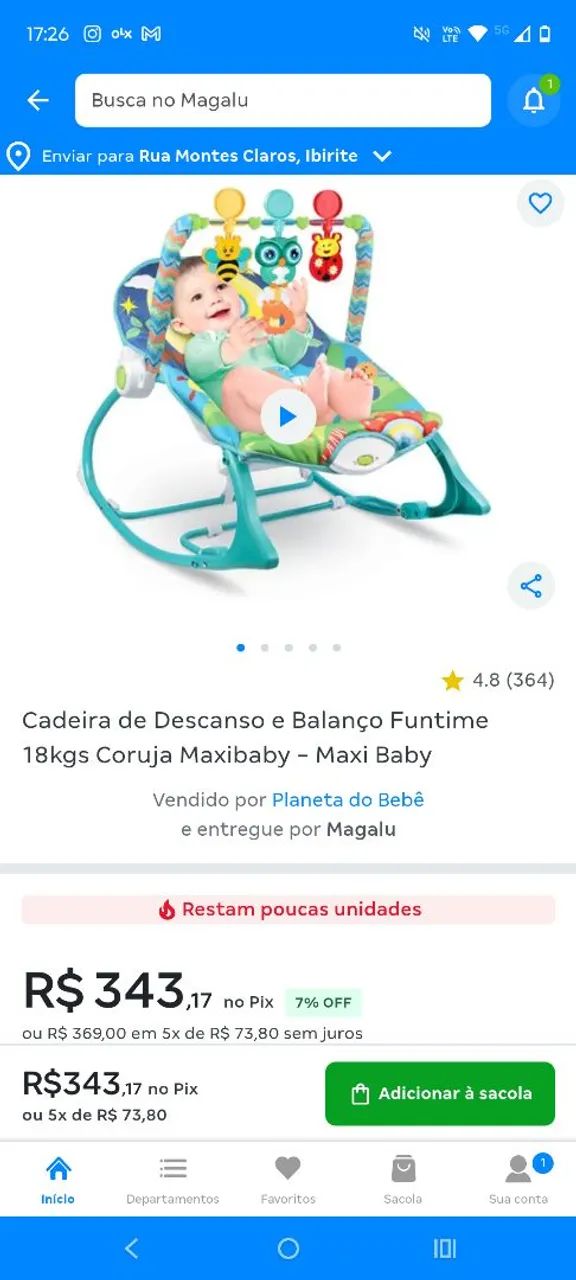 Cadeirinha de balanço vibra e toca - Foto 4