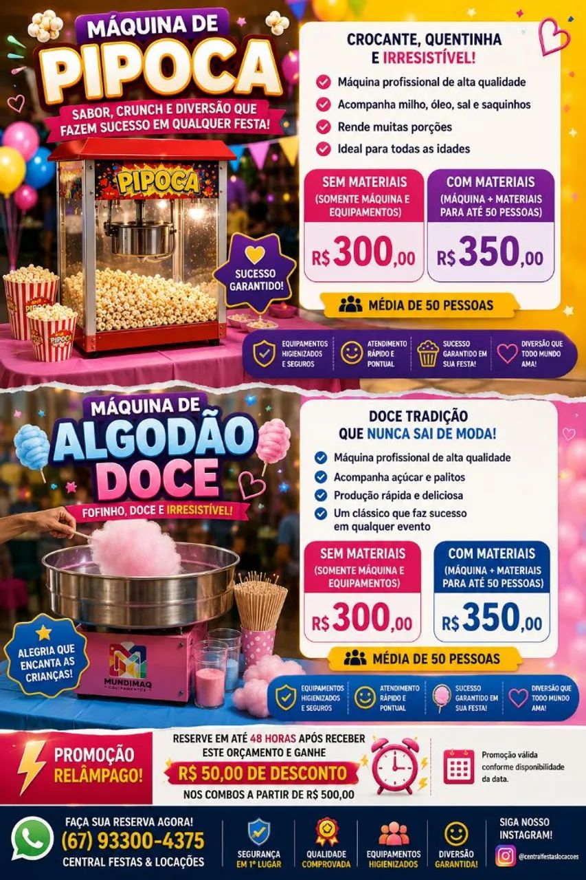 Máquina de Pipoca e Máquina de Algodão Doce - Foto 3