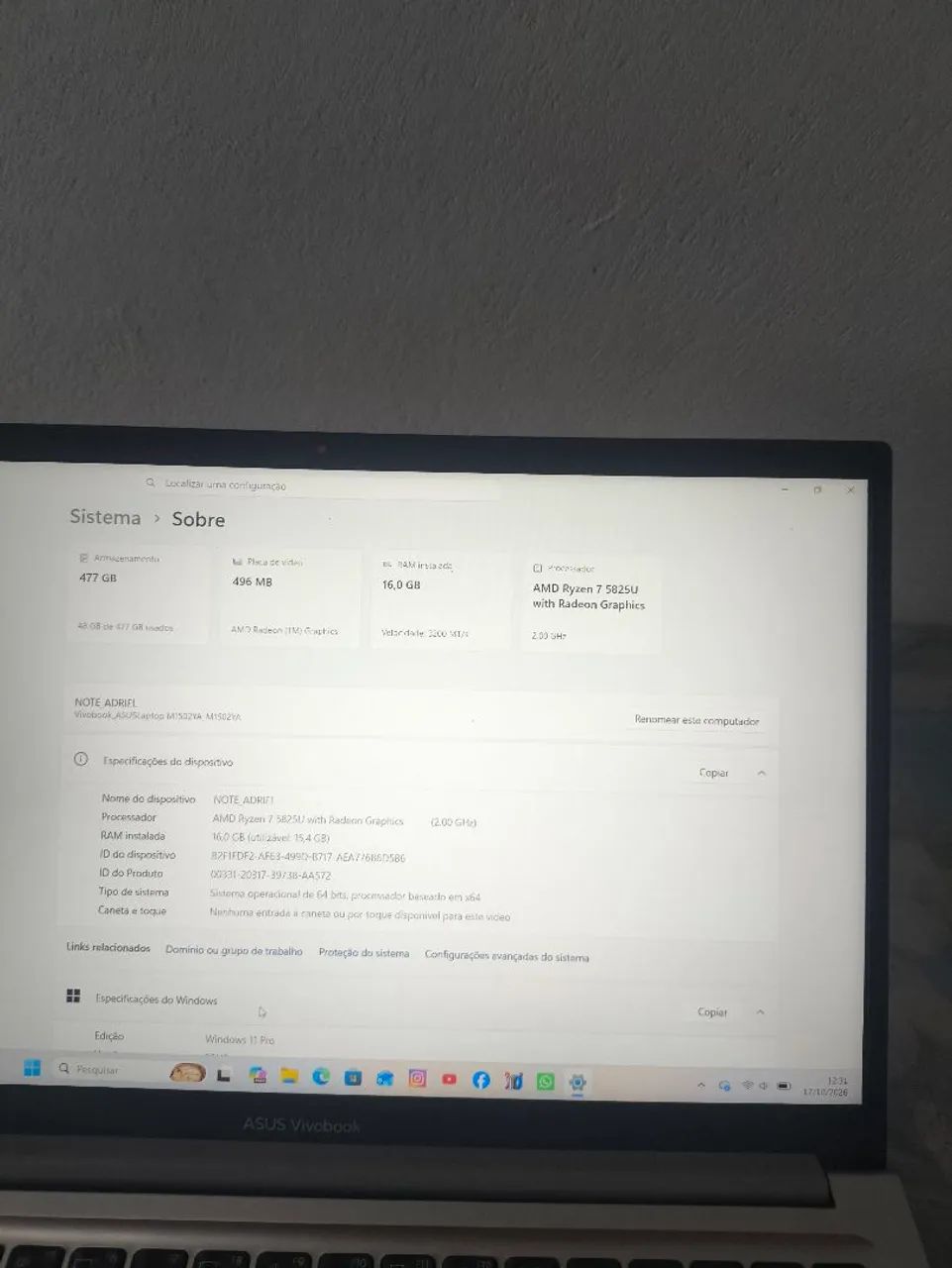 Notebook Asus Ryzen 7  - Foto 2