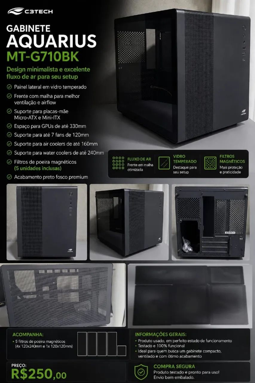 Gabinete Aquarius C3Tech MT-710BK