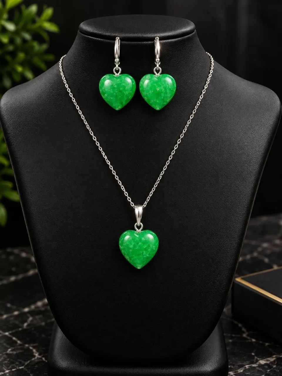 Conjunto feminino Pedra Natural Quartzo Verde