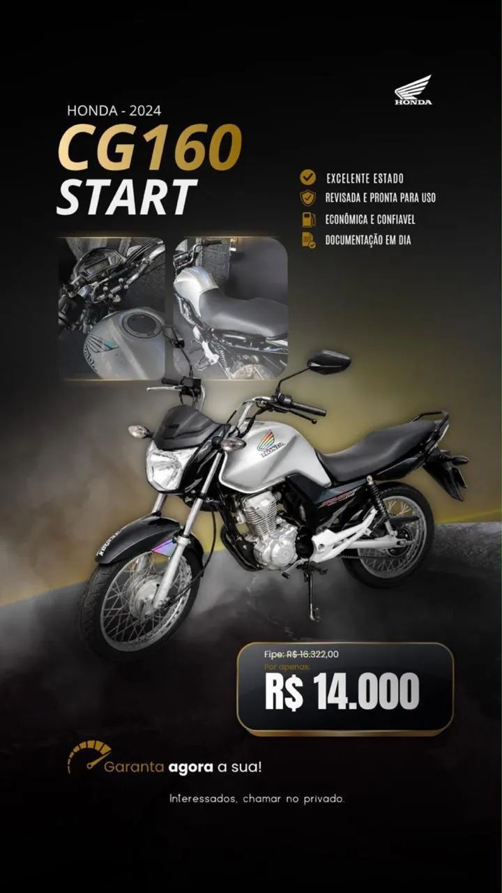 Honda CG 160 Start 2024 - Impecável - Abaixo da FIPE!
