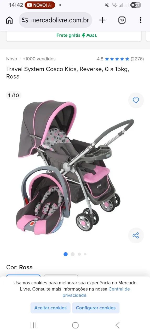 Carrinho de bebê + bebê conforto 