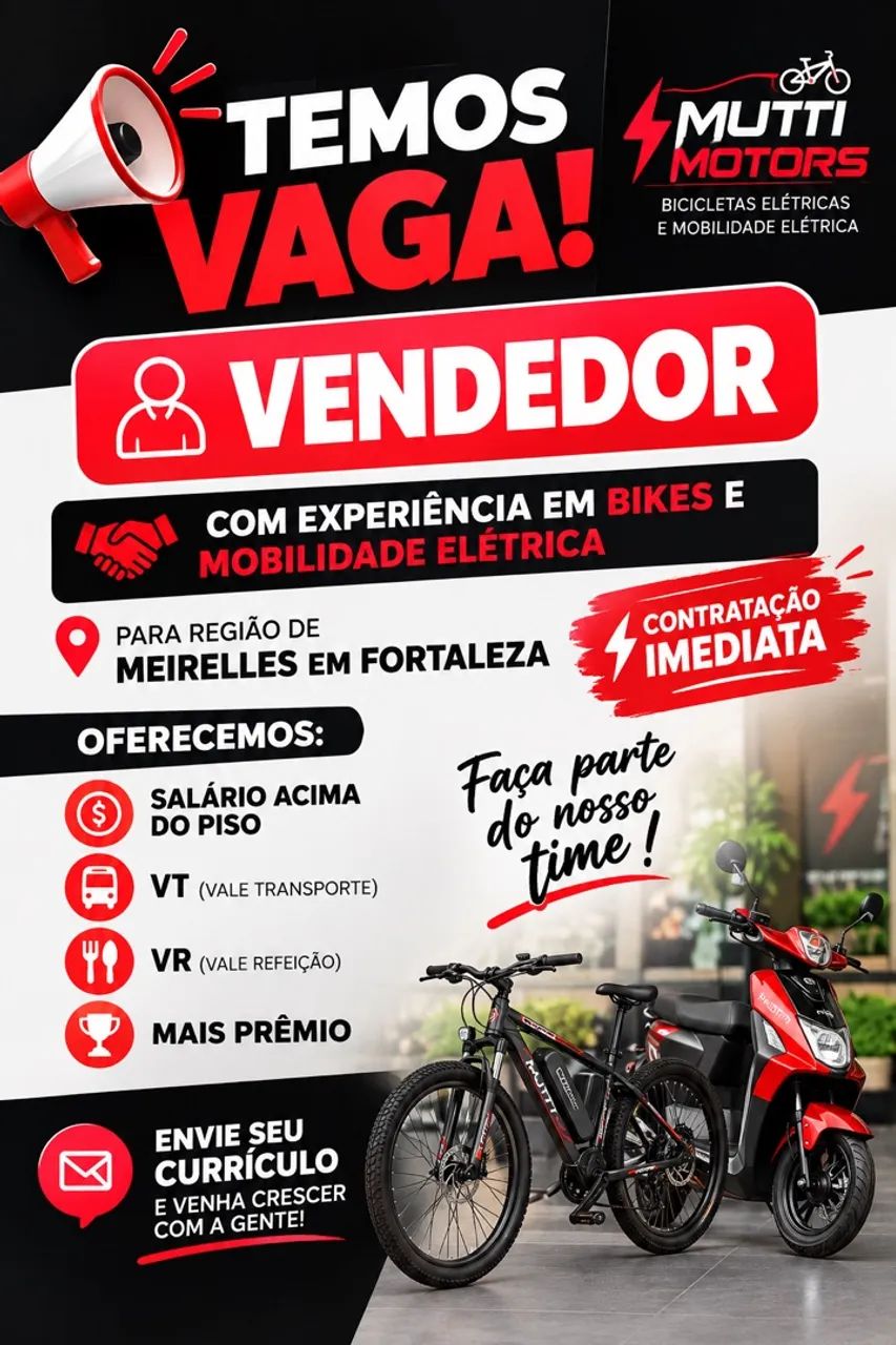 Vendedor com experiência em ramo de bicicleta elétrica