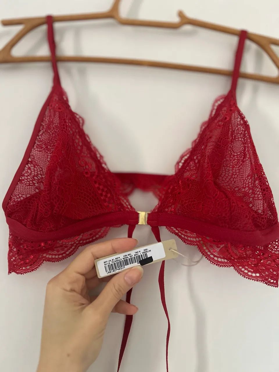 Sutiã Triângulo Renda Hot Spot Vermelho - Tamanho M - Foto 2
