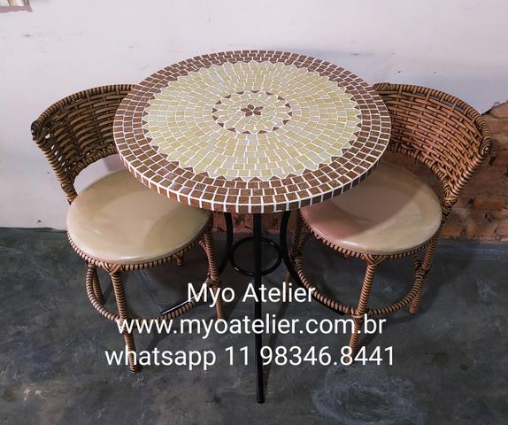 Móveis mesa mosaico, móveis varanda, móveis sacada, conjunto de mesa, mosaico