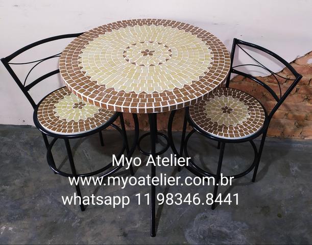 Móveis mesa mosaico, móveis varanda, móveis sacada, conjunto de mesa, mosaico - Foto 2