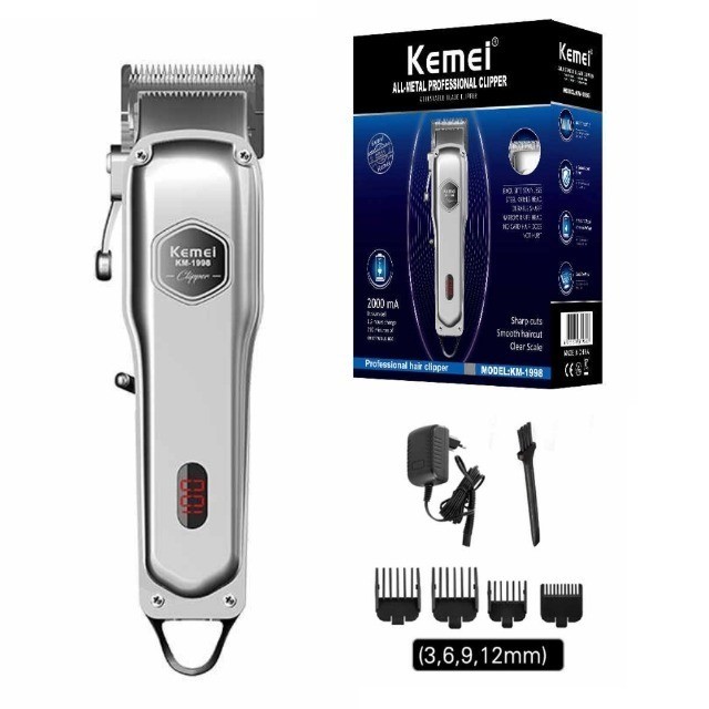 Máquina De Cabelo Digital Sem Fio Kemei 1998