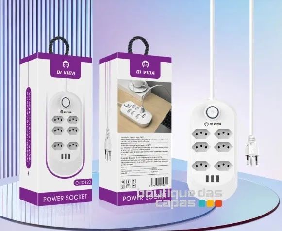 Filtro de linha extensão com 6 tomadas e 3 usb OI-TO120 OI Vida para tv computador - Foto 2