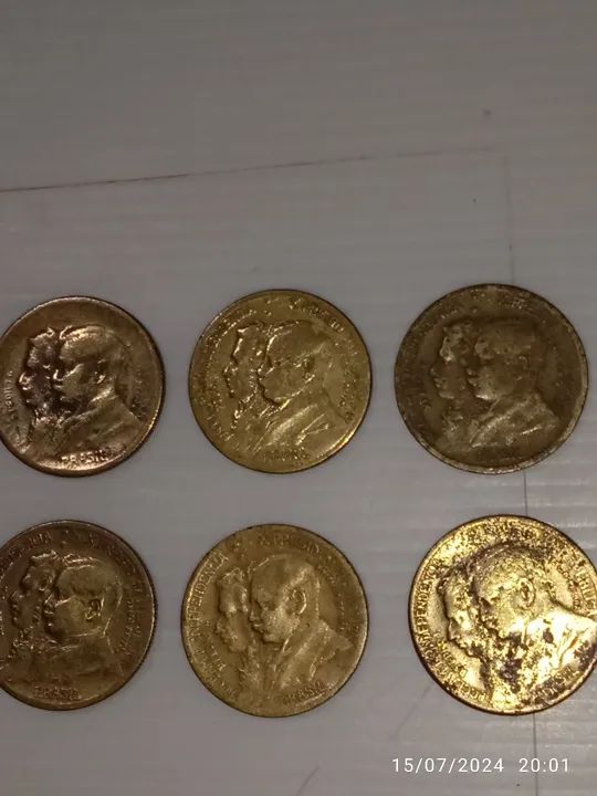 Moedas de 1000 reis de 1922. Kit com seis peças. - Foto 5