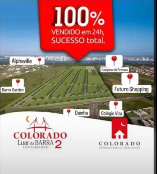OFERTA - LOTES NO LUAR DA BARRA 2 COLORADO - (QUADRAS: 1, 8, 9, 10, 12, 13, 14, 17, 18, 19