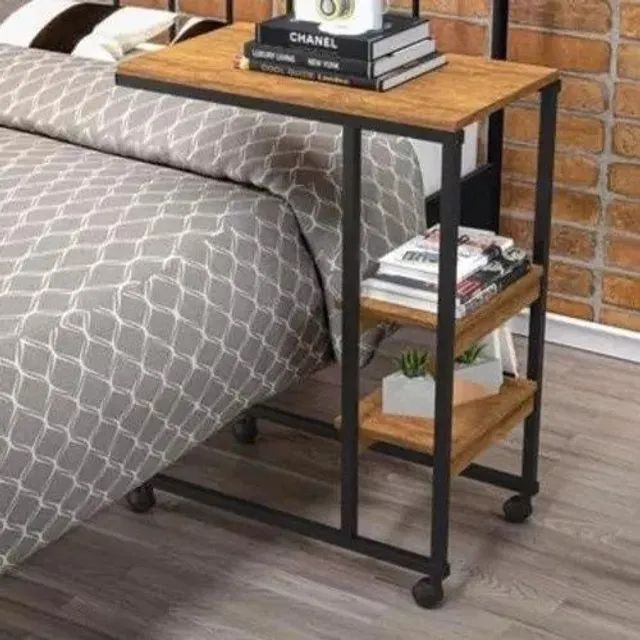 mdf- Mesa Café Auxiliar Lateral Encaixa Sofá Cama Apoio Notebook - Foto 2