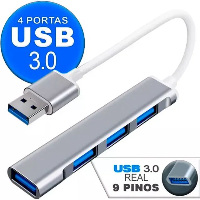 Hub Usb 3.0 4 Portas 5 Gbps Super Rapido Mouse Teclado Hd - Foto 4