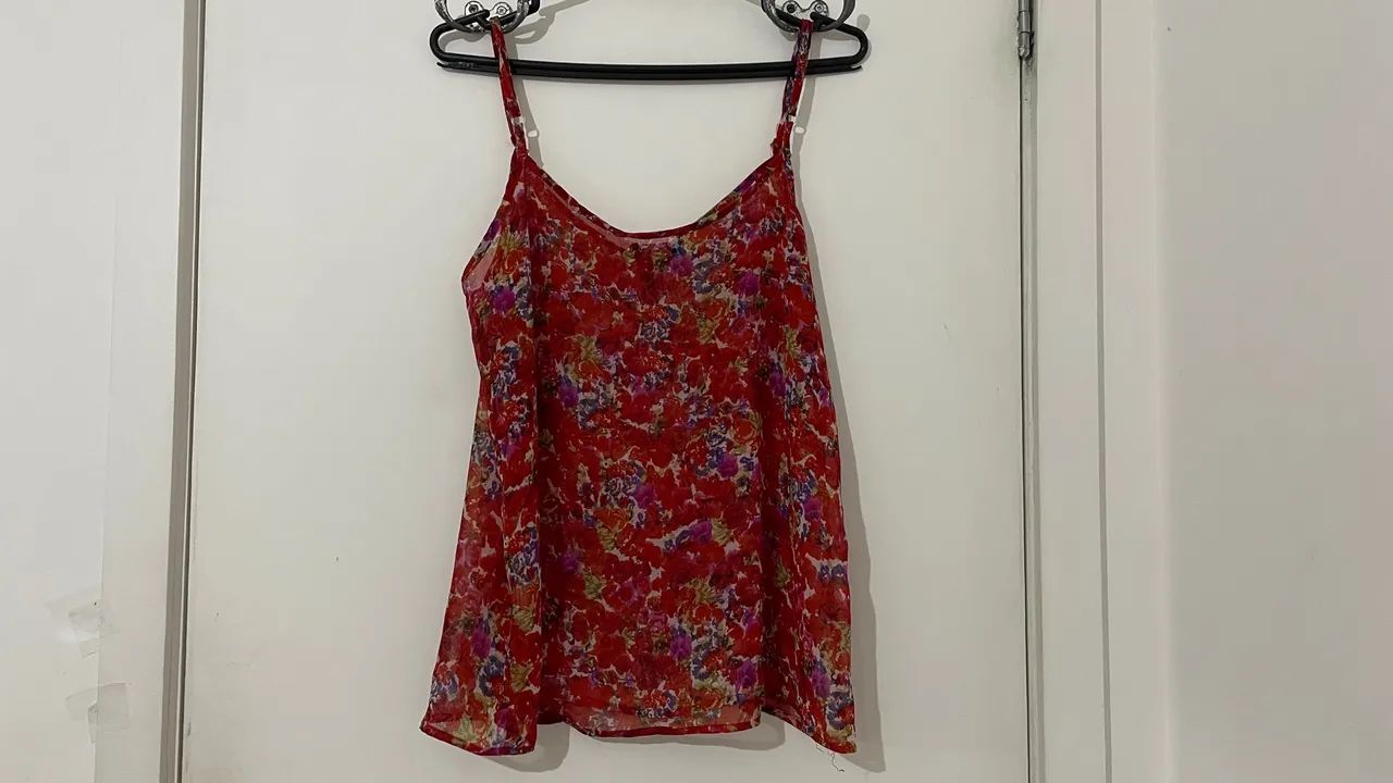 Blusa Florida Vermelha P - Foto 4