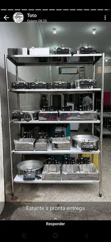 Estante em aço inox escovado, com 4 prateleiras lisas, medida: 1.10X40X1.80  - Foto 4