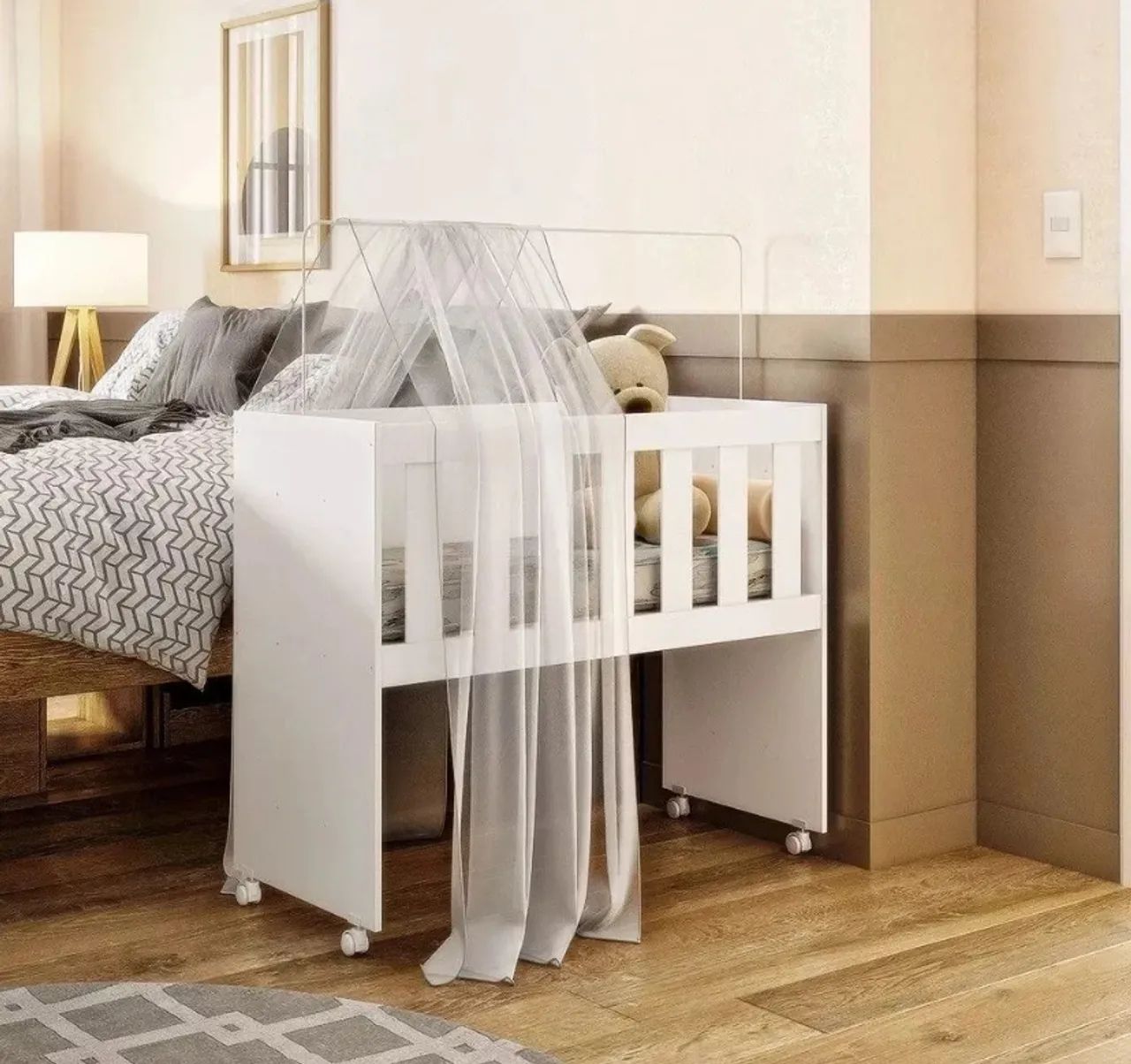 Mini berço multifuncional com colchão 100% MDF