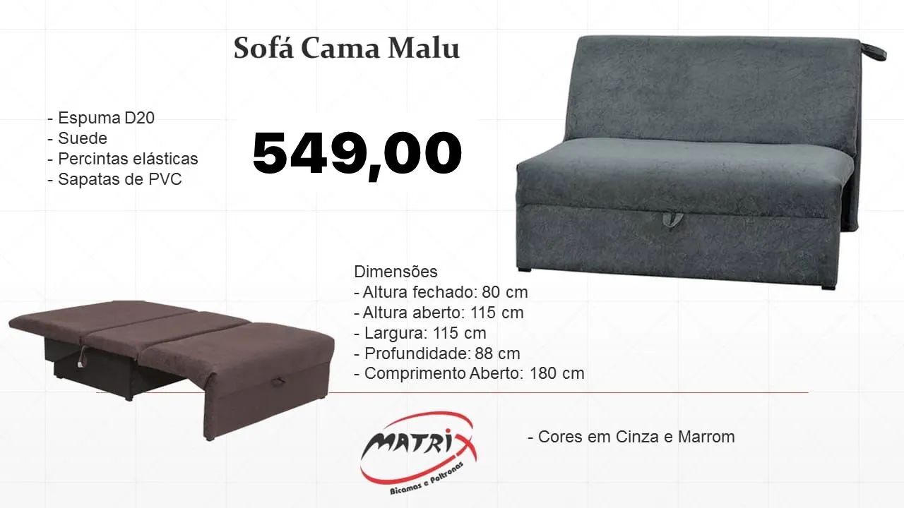 Sofá cama Malu em suede / ENTREGA HOJE !!! 