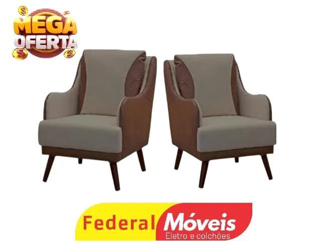 Poltrona Linho Bege - Mega Promoção