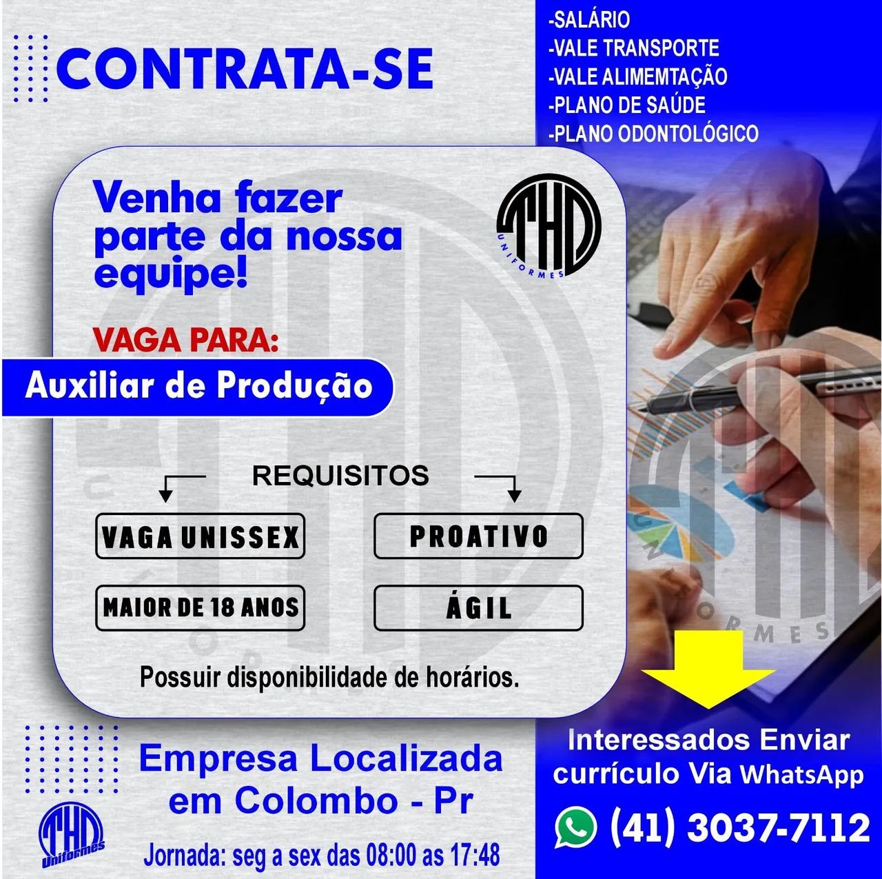 Vaga para Auxiliar de produção sem experiência de segunda a sexta-feira