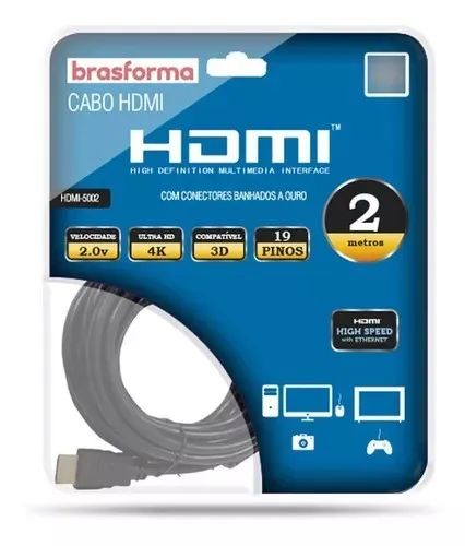 Cabo HDMI Brasforma de Alta Definição 2.0 com 2m HDMI5002