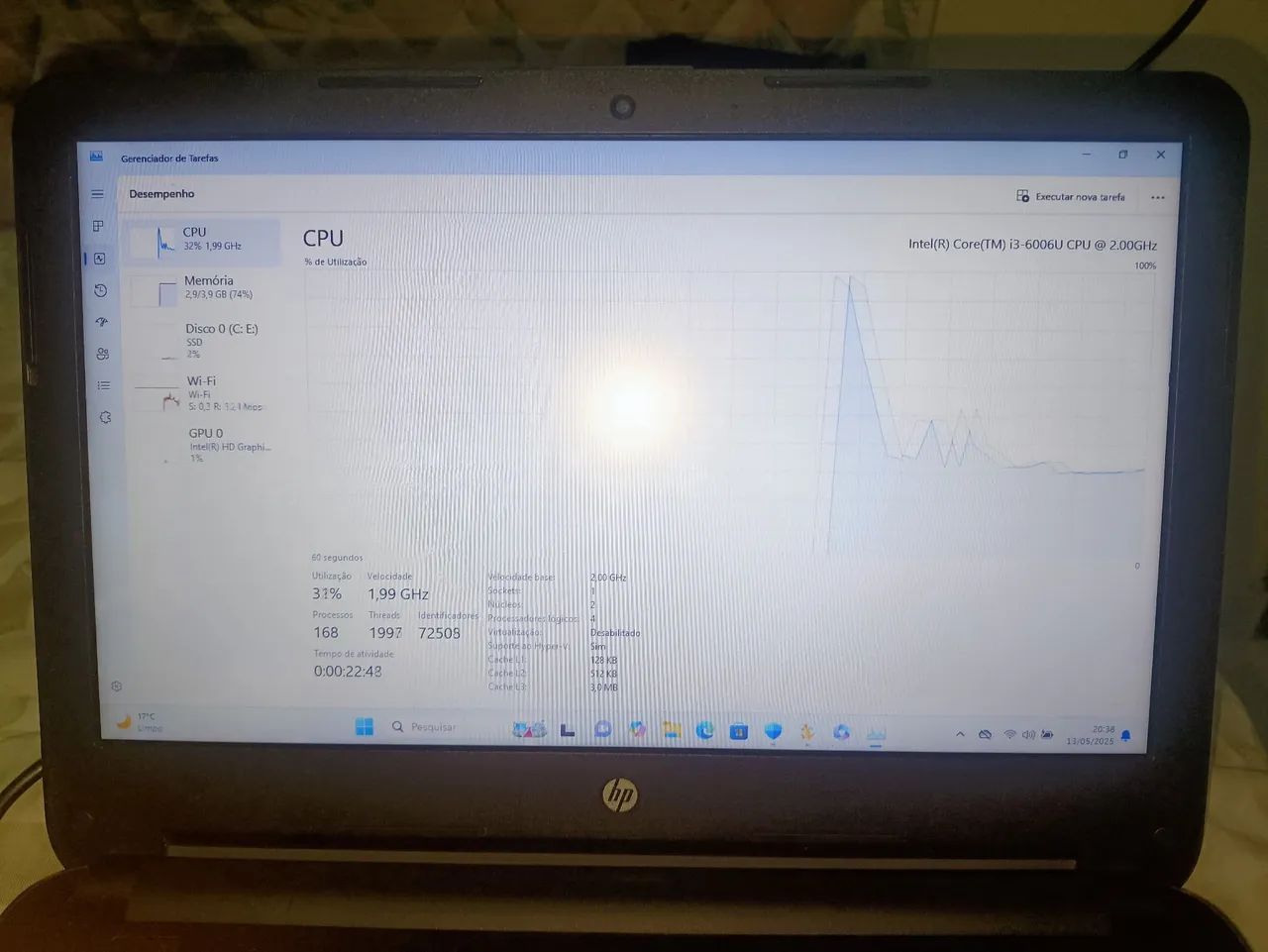Notebook HP 240g4 core i3 6006u 4gb ram SSD impecável  - Foto 3