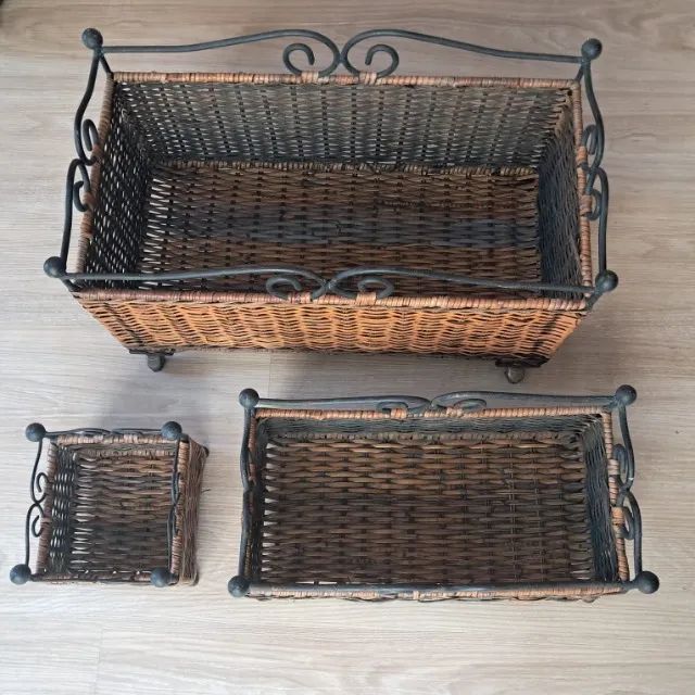 Cachepot  Vime e Ferro - Estilo Floreira - Kit com 3 Peças - Foto 5