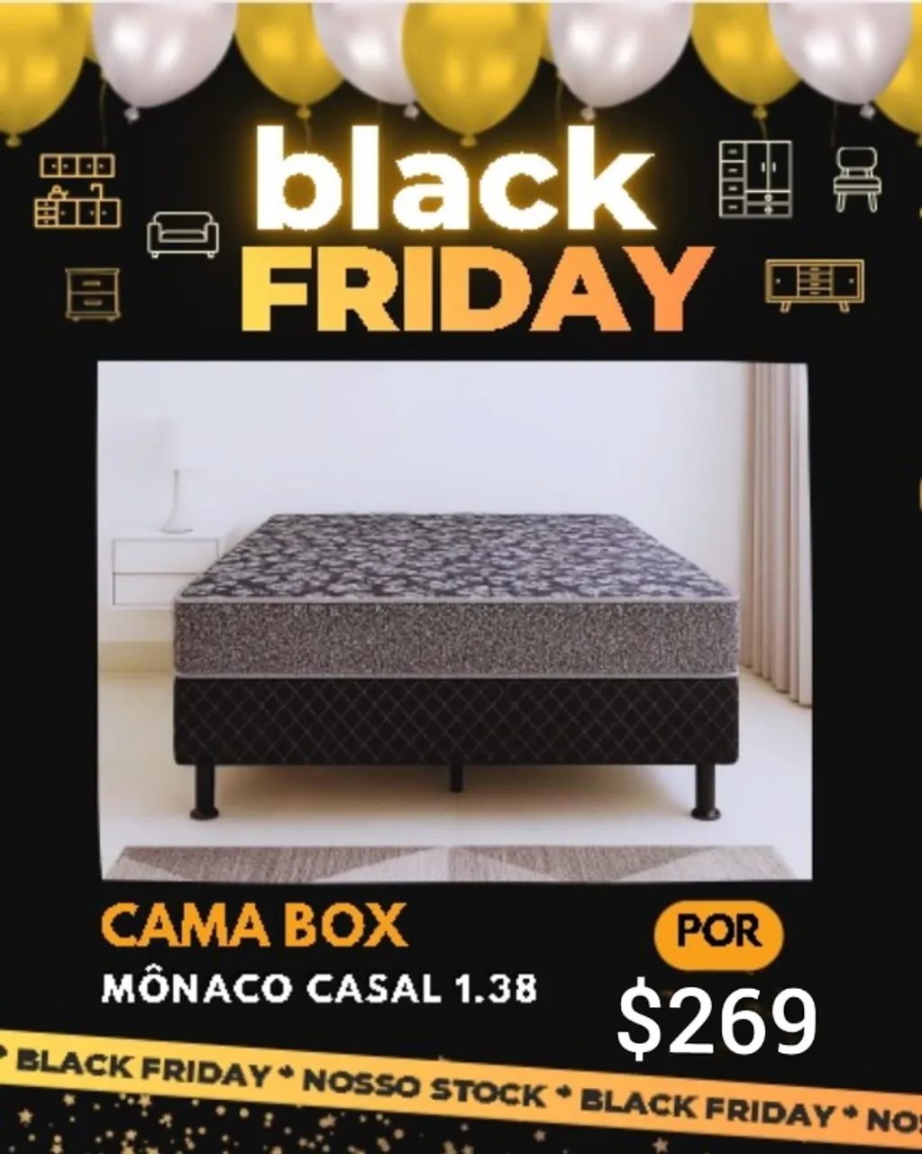 Cama Box Mônaco casal 1.38