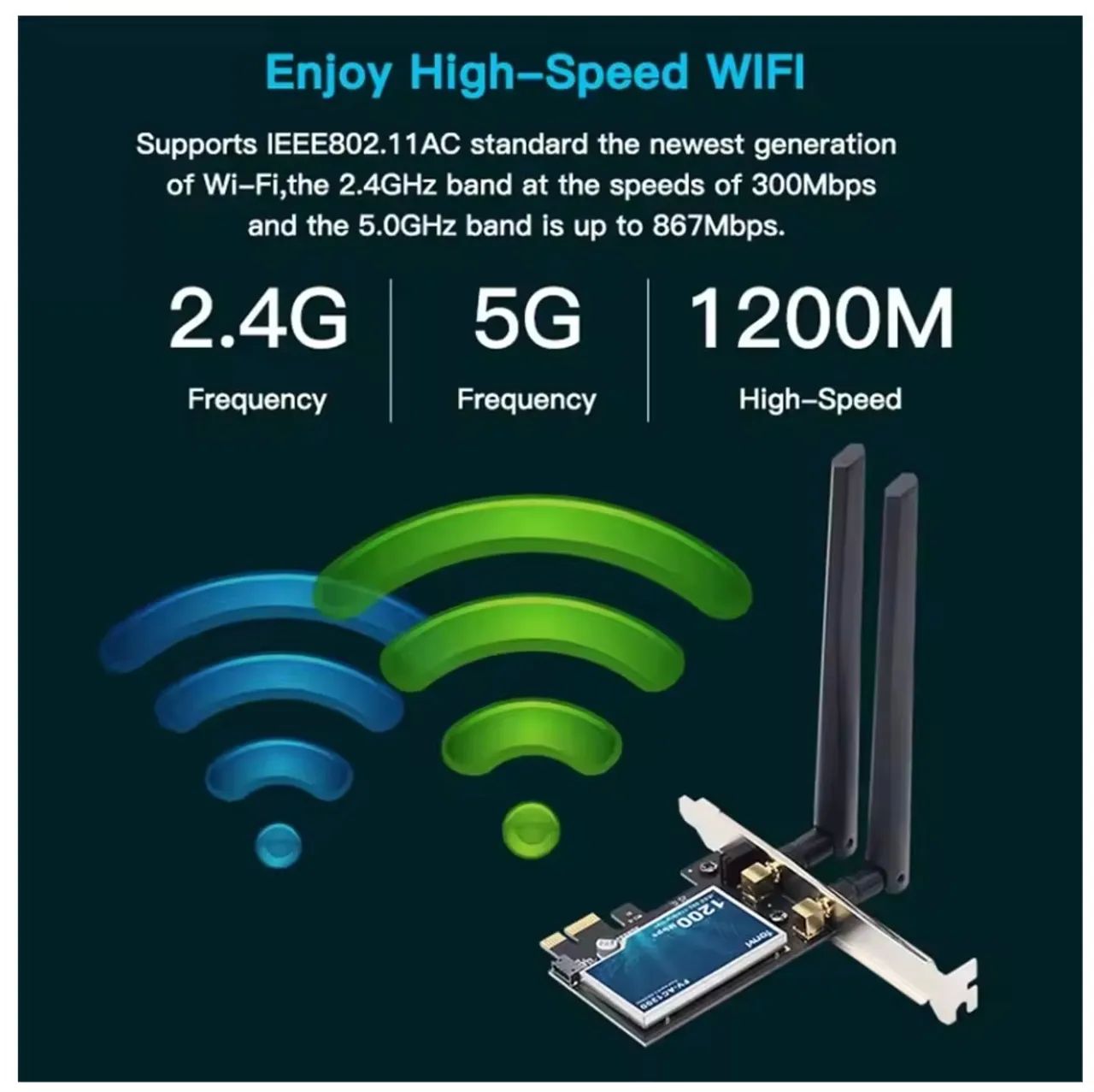 Placa de Rede Wi-fi PCIE 5ghz Fenvi 1200mbps - Lacrado - Foto 4