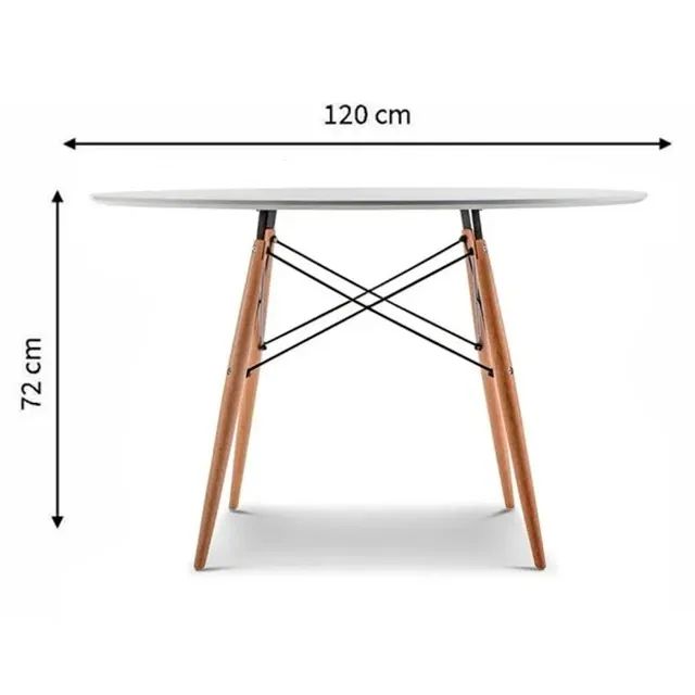 MESA ELEGANCE ESTILO EIFFEL BASE MADEIRA TAMPO 120CM COR BRANCA - Foto 4