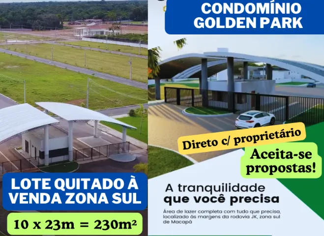 Desconto imperdível!! Lote Quitado Golden Park - Zona Sul - Direto com proprietário