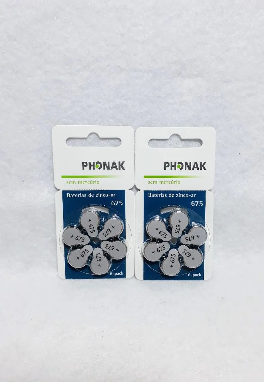 12 Pilhas para Aparelho Auditivo Phonak 675