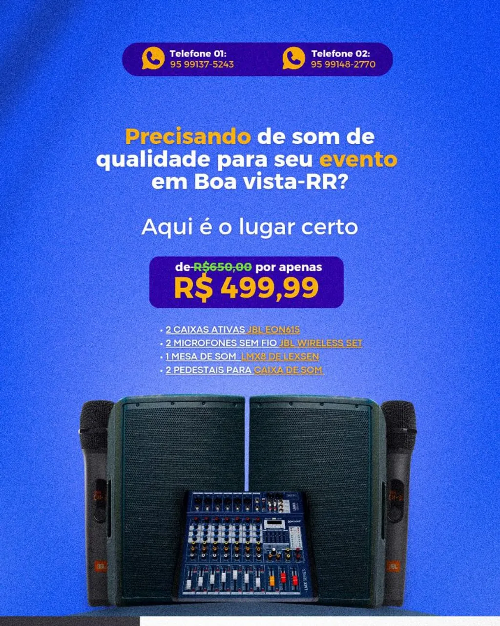Som para eventos em Boa Vista - R$ 499,99