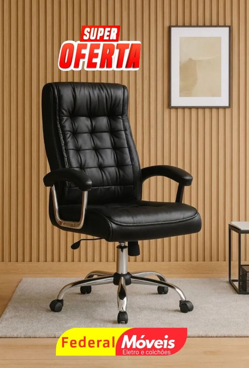 Cadeira Giratória Presidente Luxo - Conforto superior para longas horas!