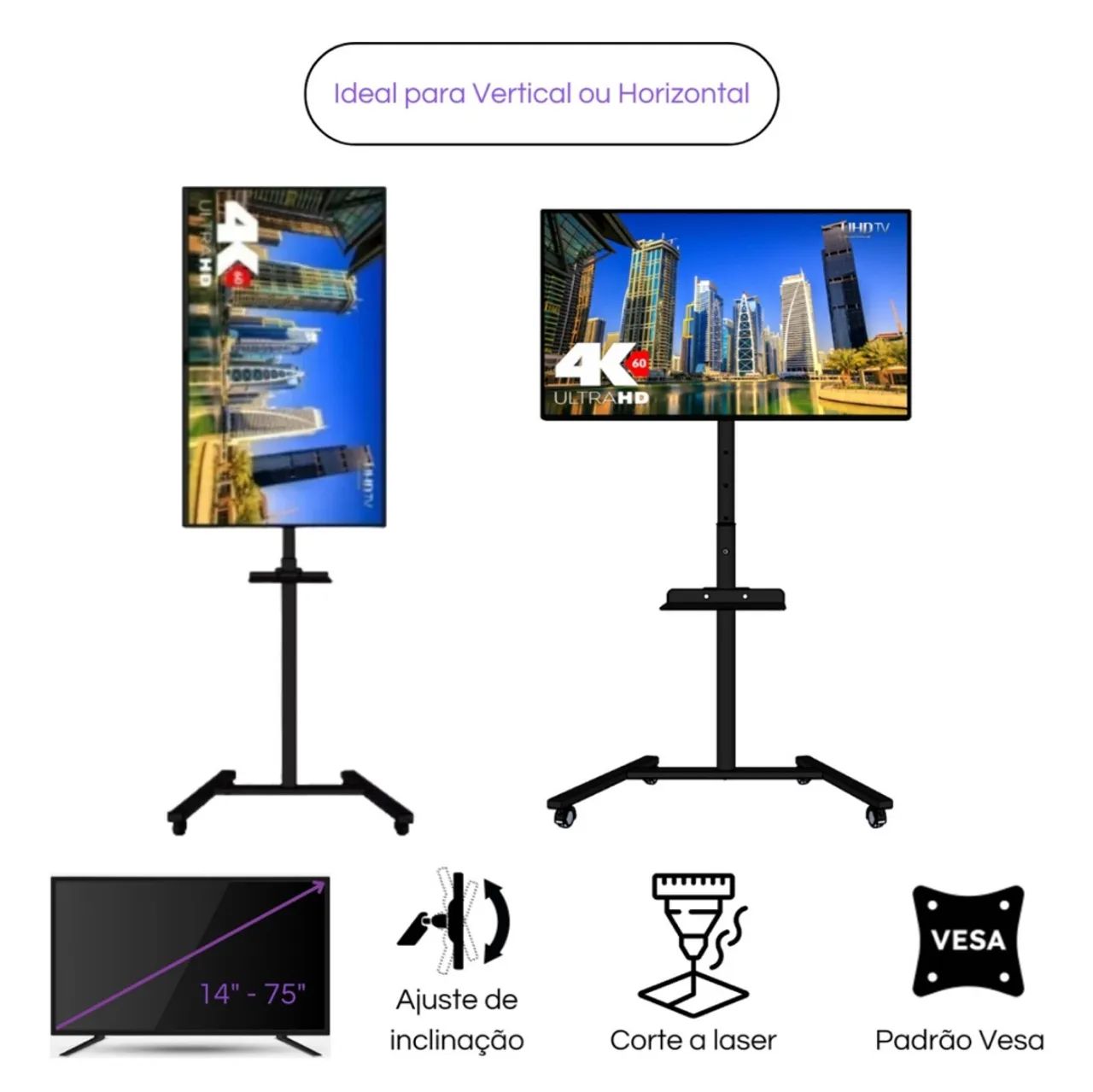 Suporte TV vertical para lojas e comércio em geral